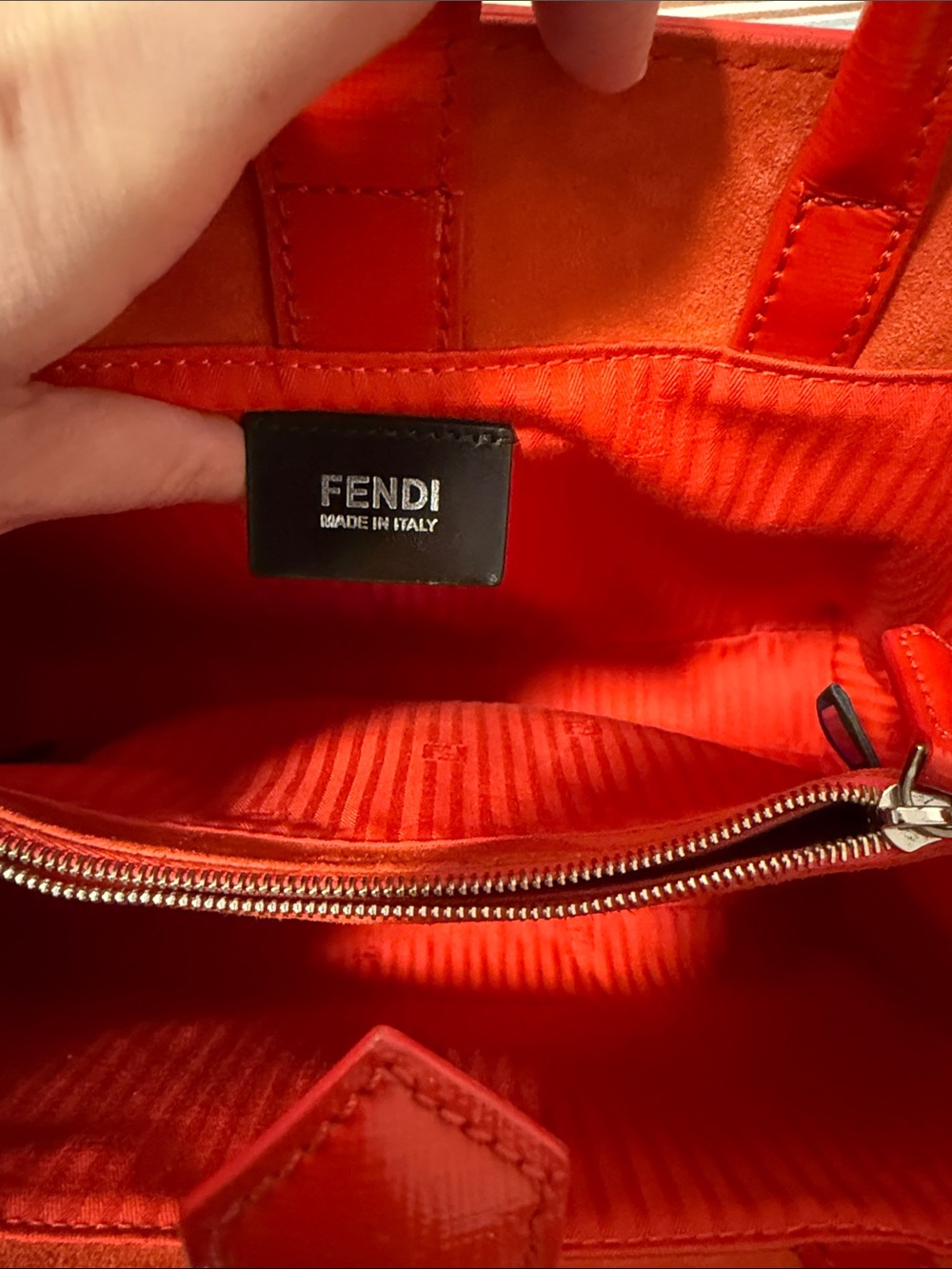 Fendi Red Leather Mini Satchel with Silver Accents - Picture 7 of 9